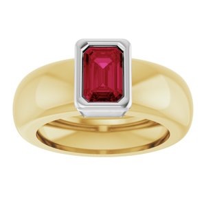14K Yellow/White Gold Lab-Grown Ruby Lightweight Ring – image 3