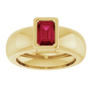 14K Yellow Gold Lab-Grown Ruby Lightweight Ring – image 3