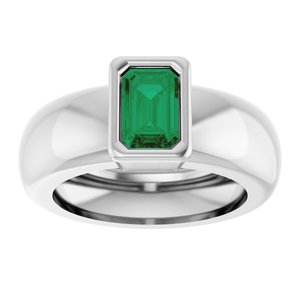 14K White Gold Lab-Grown Emerald Lightweight Ring – image 3