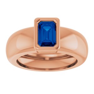 14K Rose Gold Lab-Grown Blue Sapphire Lightweight Ring – image 3