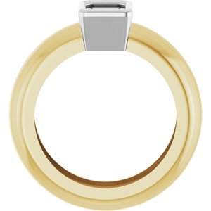 14K Yellow/White Gold 6x4 mm Emerald Bezel-Set Lightweight Ring Mounting – image 4