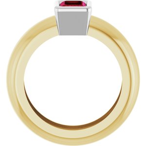 14K Yellow/White Gold Lab-Grown Ruby Lightweight Ring – image 2
