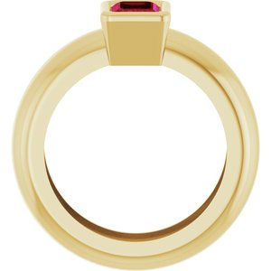 14K Yellow Gold Lab-Grown Ruby Lightweight Ring – image 2