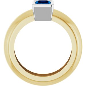14K Yellow/White Gold Lab-Grown Blue Sapphire Lightweight Ring – image 2