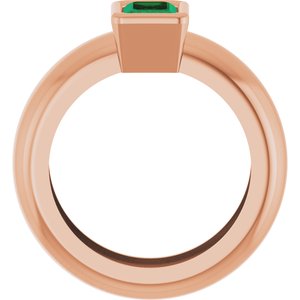 14K Rose Gold Lab-Grown Emerald Lightweight Ring – image 2