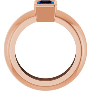 14K Rose Gold Lab-Grown Blue Sapphire Lightweight Ring – image 2