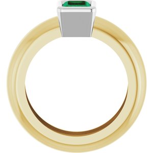 14K Yellow/White Gold Lab-Grown Emerald Lightweight Ring – image 2
