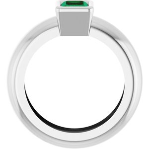 14K White Gold Lab-Grown Emerald Lightweight Ring – image 2