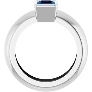 14K White Gold Lab-Grown Blue Sapphire Lightweight Ring – image 2