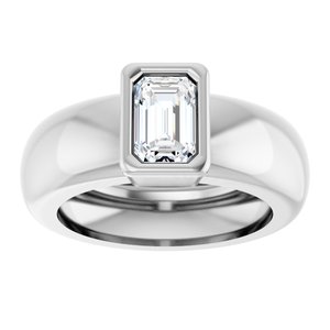 14K White Gold 6x4 mm Emerald Bezel-Set Lightweight Ring Mounting – image 5