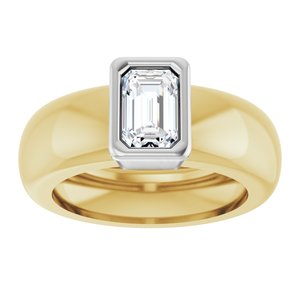 14K Yellow/White Gold 6x4 mm Emerald Bezel-Set Lightweight Ring Mounting – image 5