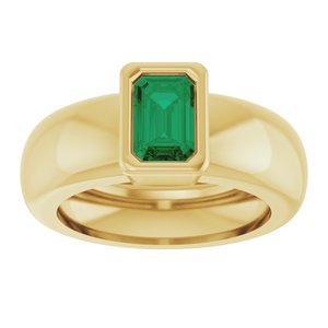 14K Yellow Gold Lab-Grown Emerald Lightweight Ring – image 3