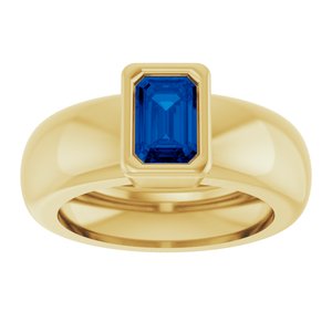 14K Yellow Gold Lab-Grown Blue Sapphire Lightweight Ring – image 3
