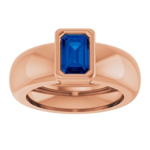 14K Rose Gold Lab-Grown Blue Sapphire Lightweight Ring – image 3