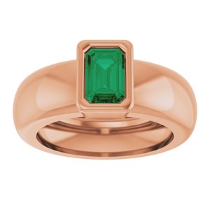 14K Rose Gold Lab-Grown Emerald Lightweight Ring – image 3