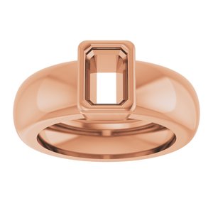14K Rose Gold 6x4 mm Emerald Bezel-Set Lightweight Ring Mounting – image 6
