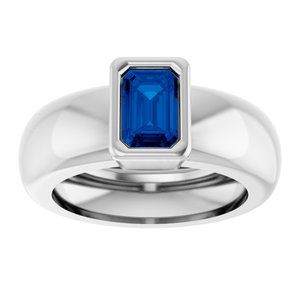 14K White Gold Lab-Grown Blue Sapphire Lightweight Ring – image 3