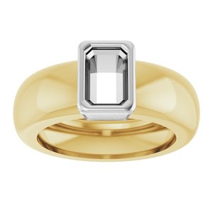 14K Yellow/White Gold 6x4 mm Emerald Bezel-Set Lightweight Ring Mounting – image 6
