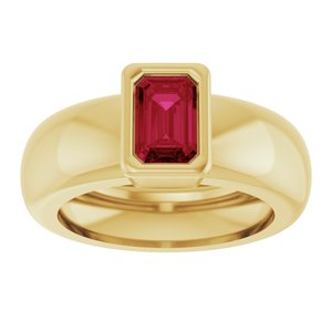 14K Yellow Gold Lab-Grown Ruby Lightweight Ring – image 3