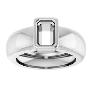14K White Gold 6x4 mm Emerald Bezel-Set Lightweight Ring Mounting – image 6
