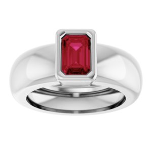 14K White Gold Lab-Grown Ruby Lightweight Ring – image 3
