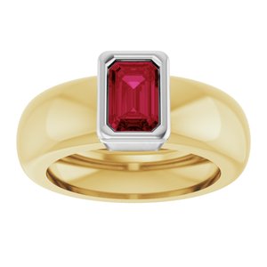 14K Yellow/White Gold Lab-Grown Ruby Lightweight Ring – image 3