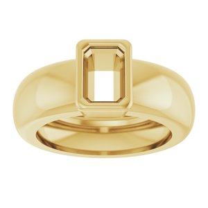 14K Yellow Gold 6x4 mm Emerald Bezel-Set Lightweight Ring Mounting – image 6