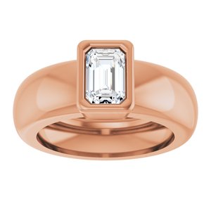 14K Rose Gold 6x4 mm Emerald Bezel-Set Lightweight Ring Mounting – image 5