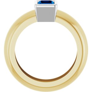 14K Yellow/White Gold Lab-Grown Blue Sapphire Lightweight Ring – image 2