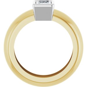 14K Yellow/White Gold 6x4 mm Emerald Bezel-Set Lightweight Ring Mounting – image 3