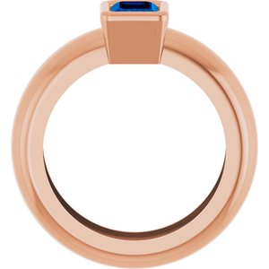 14K Rose Gold Lab-Grown Blue Sapphire Lightweight Ring – image 2