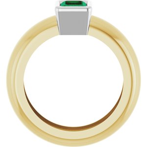 14K Yellow/White Gold Lab-Grown Emerald Lightweight Ring – image 2