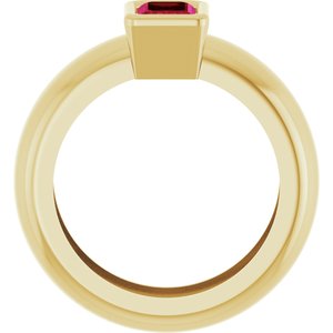 14K Yellow Gold Lab-Grown Ruby Lightweight Ring – image 2
