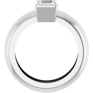 14K White Gold 6x4 mm Emerald Bezel-Set Lightweight Ring Mounting – image 3