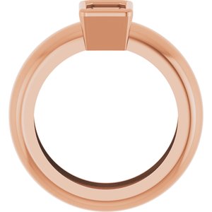 14K Rose Gold 6x4 mm Emerald Bezel-Set Lightweight Ring Mounting – image 4