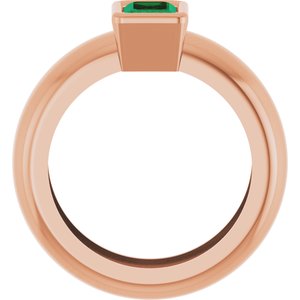 14K Rose Gold Lab-Grown Emerald Lightweight Ring – image 2