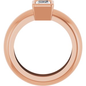 14K Rose Gold 6x4 mm Emerald Bezel-Set Lightweight Ring Mounting – image 3