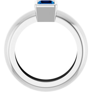 14K White Gold Lab-Grown Blue Sapphire Lightweight Ring – image 2