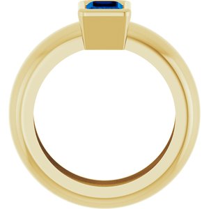 14K Yellow Gold Lab-Grown Blue Sapphire Lightweight Ring – image 2