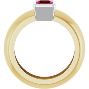 14K Yellow/White Gold Lab-Grown Ruby Lightweight Ring – image 2