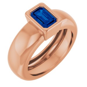 14K Rose Gold Lab-Grown Blue Sapphire Lightweight Ring