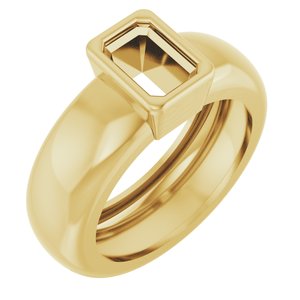 14K Yellow Gold 6x4 mm Emerald Bezel-Set Lightweight Ring Mounting – image 2