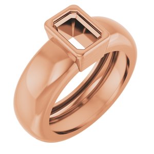 14K Rose Gold 6x4 mm Emerald Bezel-Set Lightweight Ring Mounting – image 2