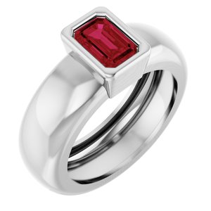 14K White Gold Lab-Grown Ruby Lightweight Ring