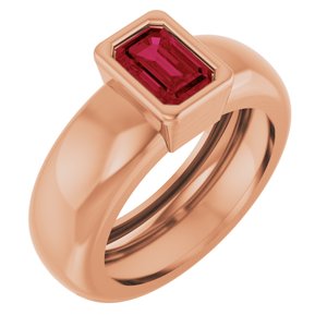 14K Rose Gold Lab-Grown Ruby Lightweight Ring