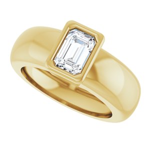 14K Yellow Gold 6x4 mm Emerald Bezel-Set Lightweight Ring Mounting – image 8