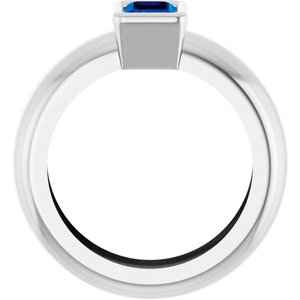 14K White Gold Lab-Grown Blue Sapphire Lightweight Ring – image 2