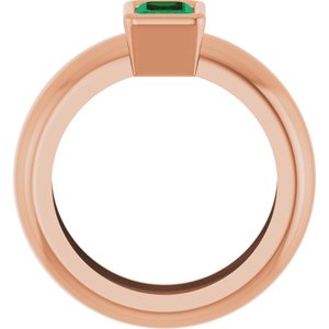14K Rose Gold Lab-Grown Emerald Lightweight Ring – image 2