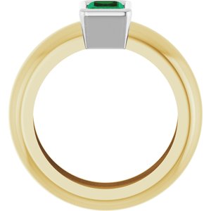 14K Yellow/White Gold Lab-Grown Emerald Lightweight Ring – image 2