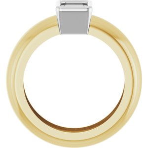 14K Yellow/White Gold 6x4 mm Emerald Bezel-Set Lightweight Ring Mounting – image 4